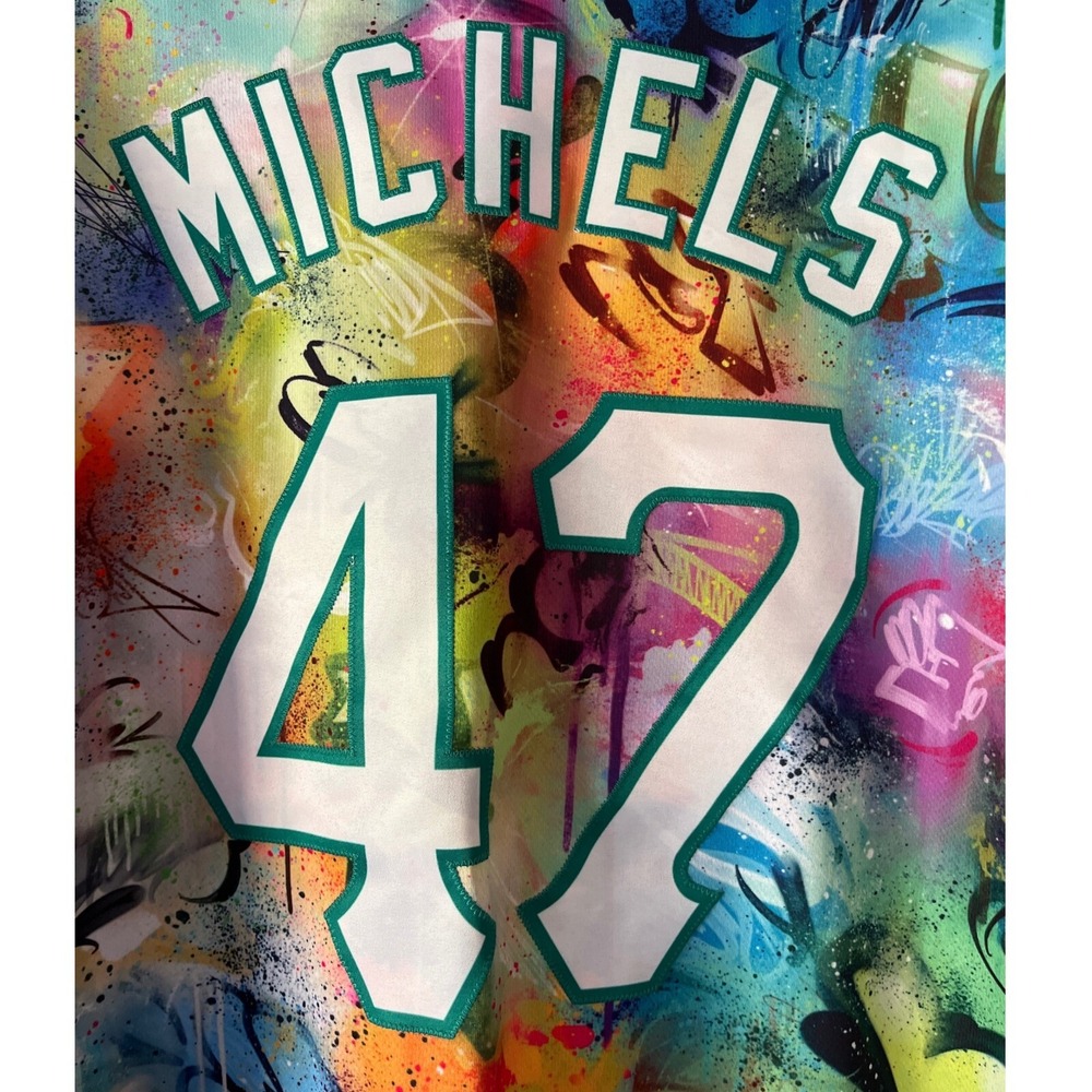 Graffiti Baseball Jersey "Michels‎ 47" Colorful Men's Size Medium - Picture 6 of 7